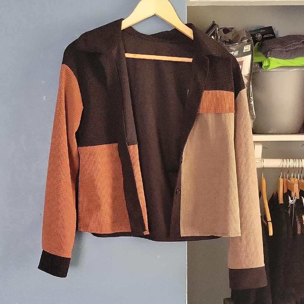 SHEIN Colorblock Jacket - Black, Brown, Olive